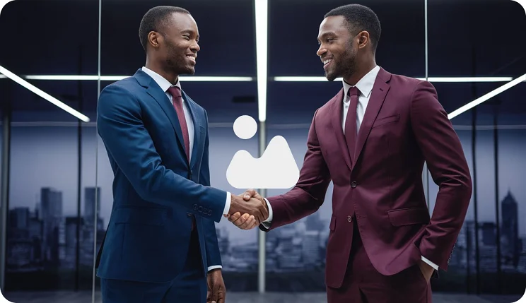 Executives shaking hands after agreement